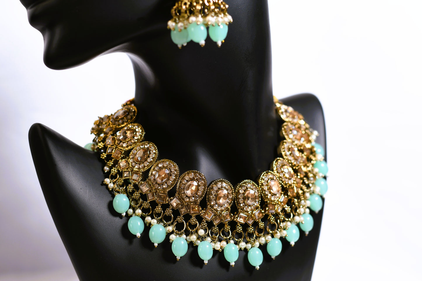 Gold & Green Necklace Set
