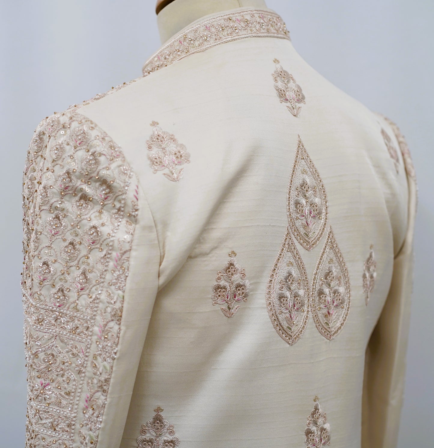 Embroidered Cream Sherwani