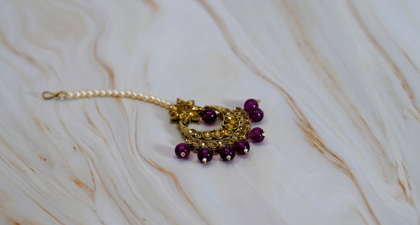 Purple & Pearl Necklace Set