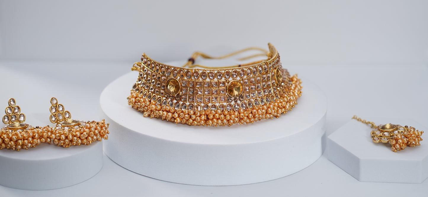 Gold & Peach Choker Set