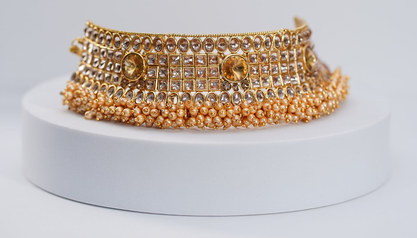 Gold & Peach Choker Set