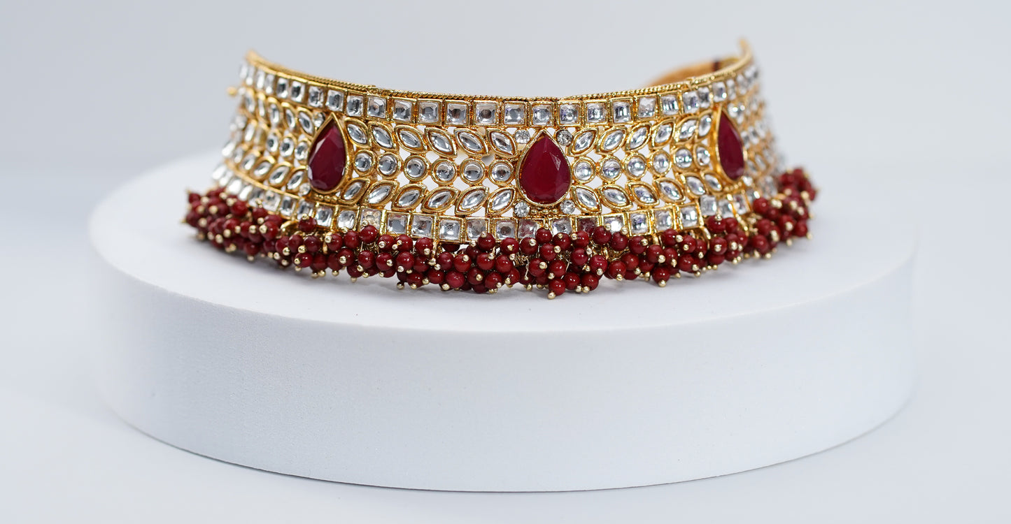 Gold & Wine Choker Set