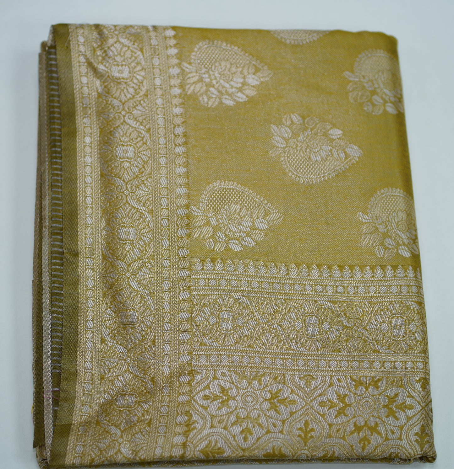 Dark Tan & Silver Saree