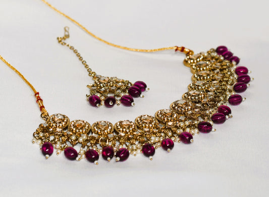Gold & Purple Necklace Set