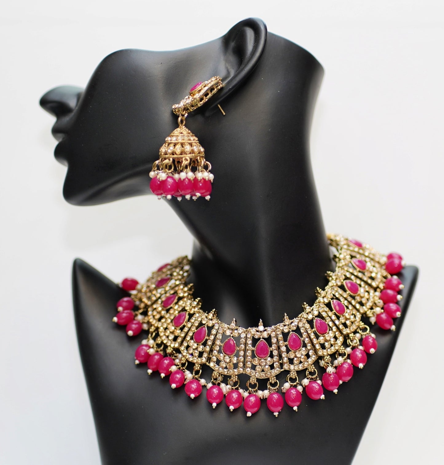 Gold & Pink Necklace Set