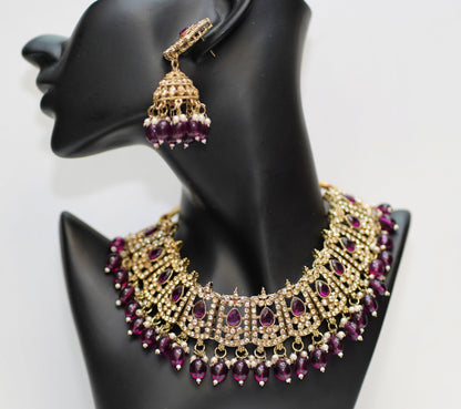 Gold & Purple Necklace Set