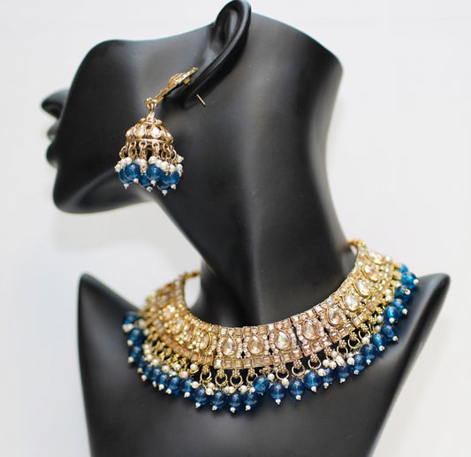 Gold & Blue Necklace Set
