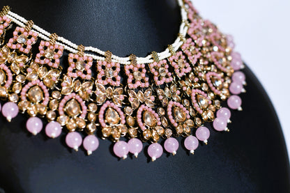 Rose & Green Pearl Necklace Set