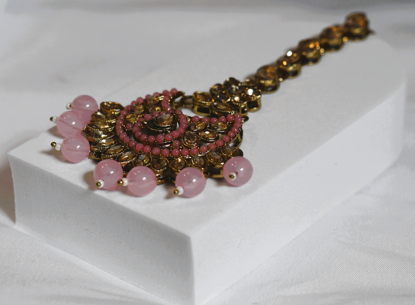 Rose & Green Pearl Necklace Set