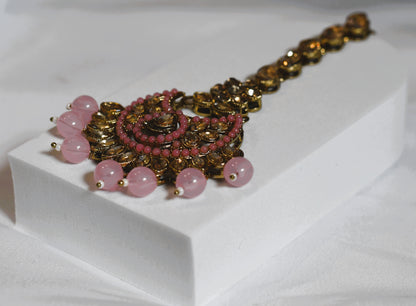 Rose & Green Pearl Necklace Set