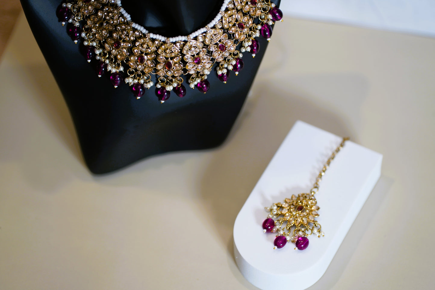 Purple & Gold Necklace Set