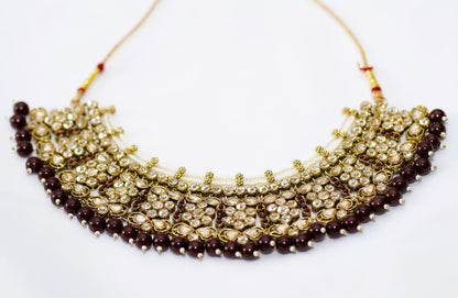 Marron & Gold Necklace Set