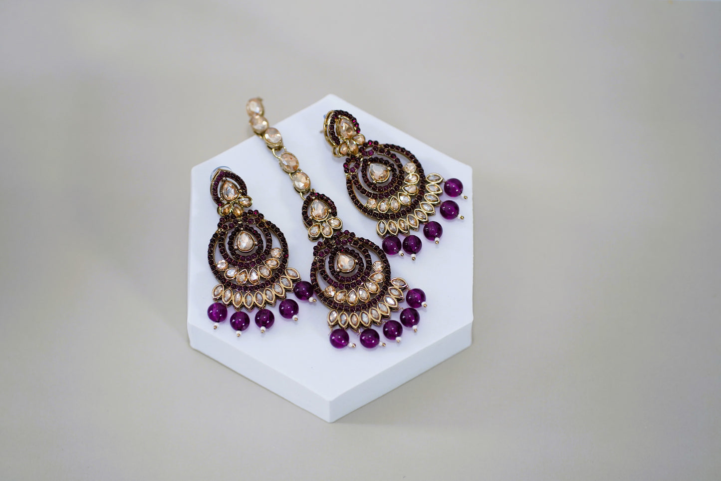 Purple & Pearl Necklace Set