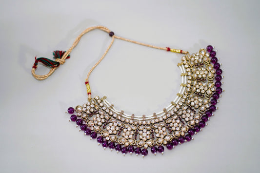 Purple & Pearl Necklace Set