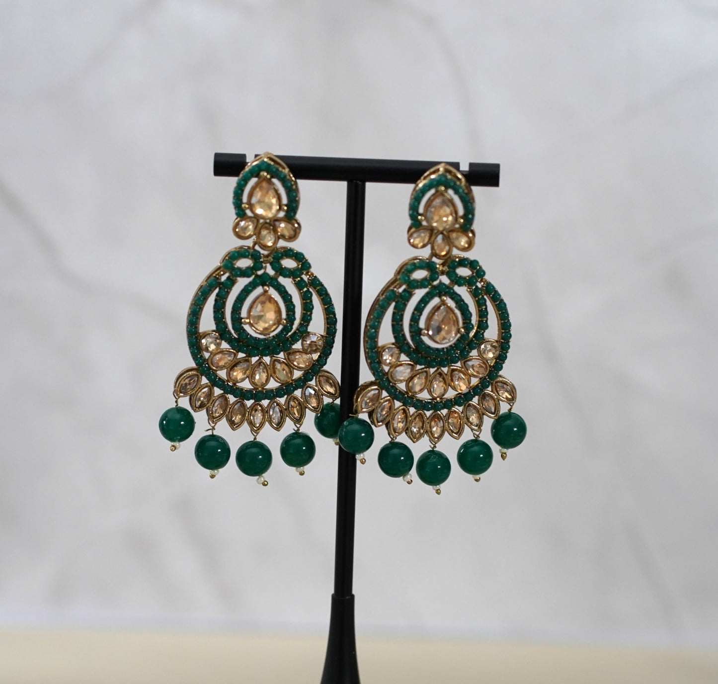 Dark Green with Pearl Necklace Set