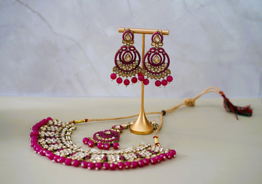Pink & Pearl Necklace Set