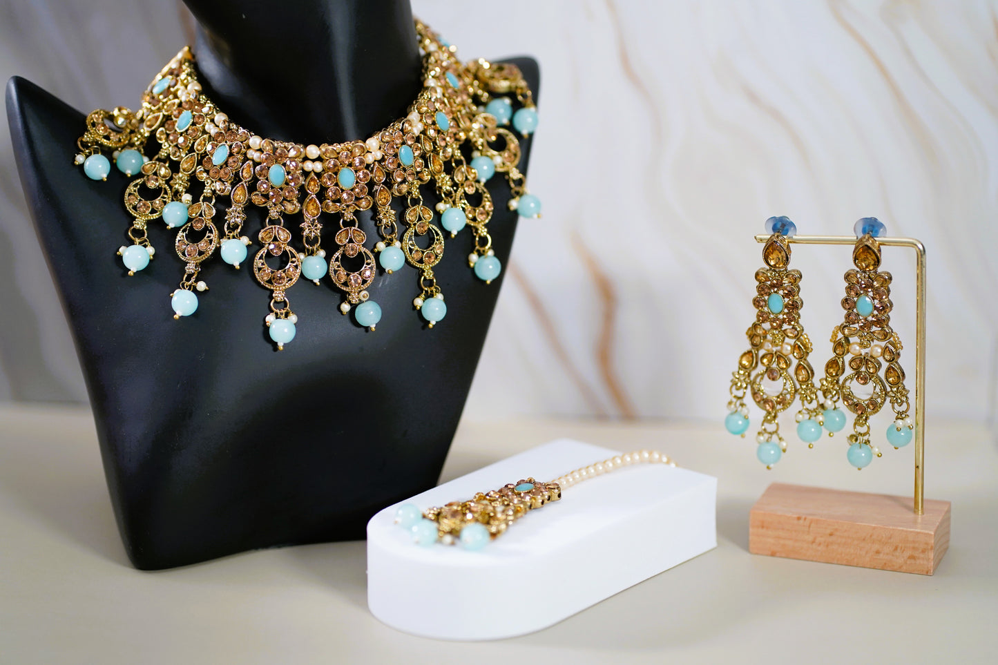Blue & Gold Necklace Set