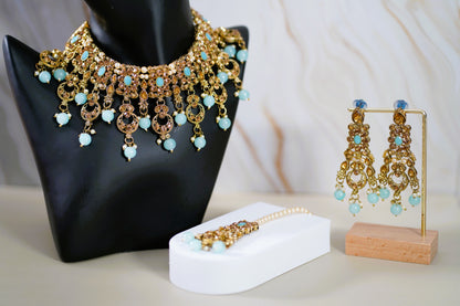 Blue & Gold Necklace Set