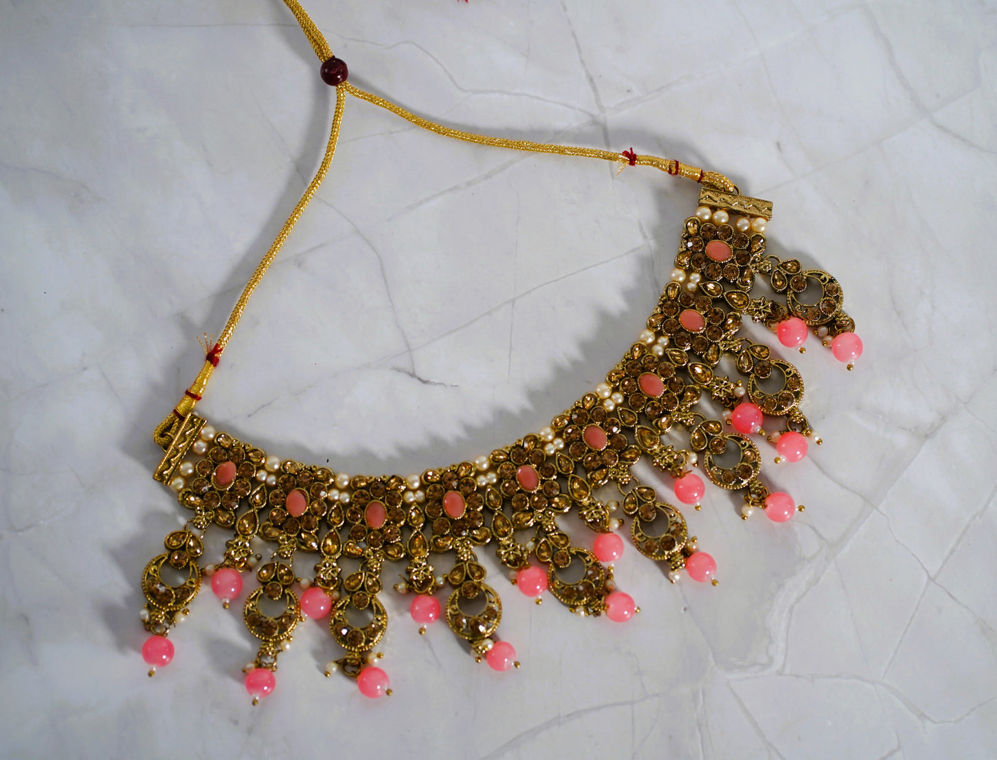Pink & Gold Necklace Set