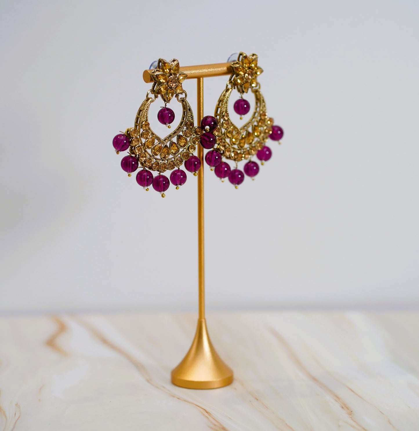 Purple & Pearl Necklace Set