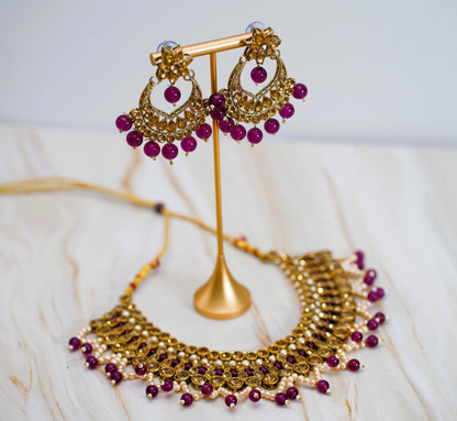 Purple & Pearl Necklace Set