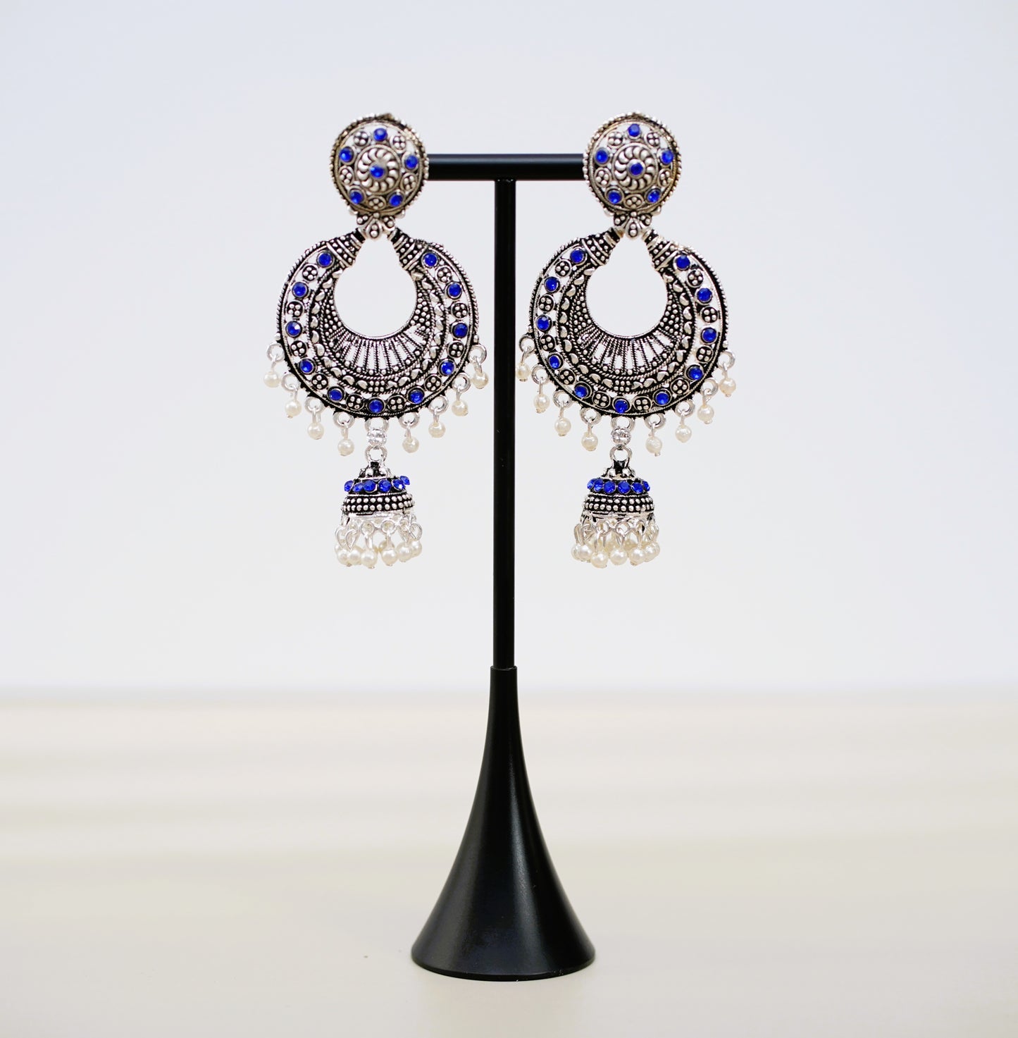 Silver & Blue Pearl Antique Earrings
