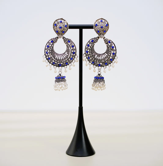 Silver & Blue Pearl Antique Earrings