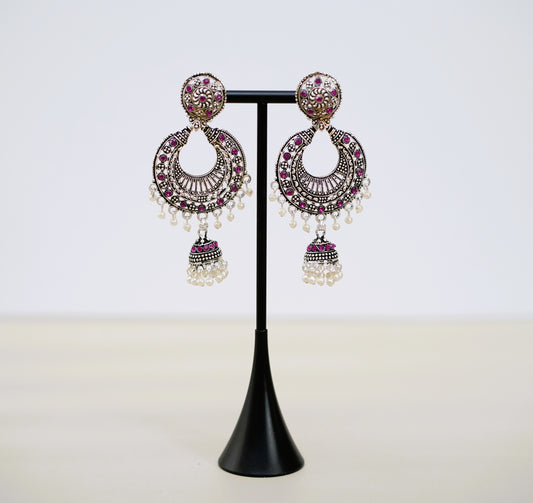 Silver & Purple Antique Earring