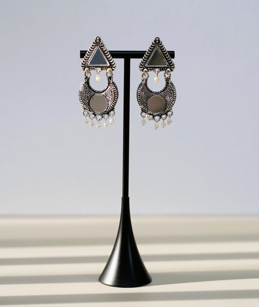 Silver Glass & Pearl Earrings