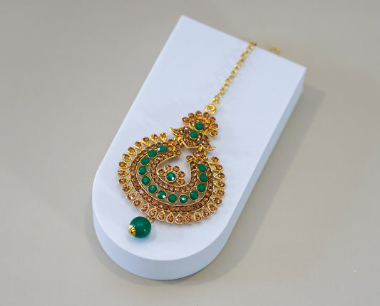 Gold & Green Uchipattam