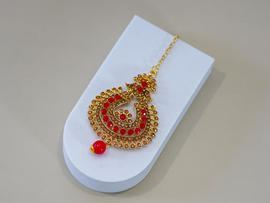 Gold & Red Uchipattam