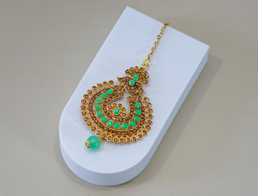 Gold & Light Green Uchipattam
