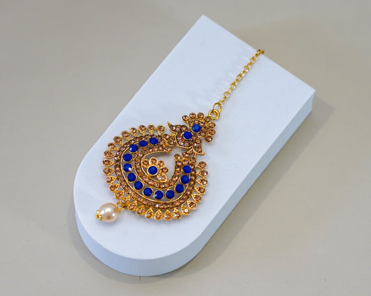 Gold & Blue Uchipattam