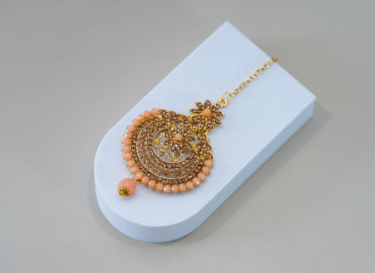Gold & Peach Uchipattam