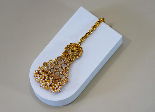Gold & Pearled Royal Uchipattam
