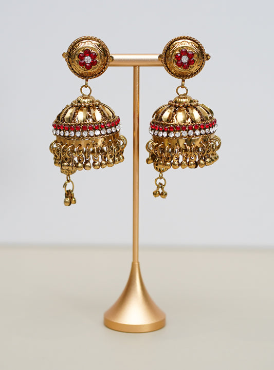 Gold with Red & Silver Stone Jimikki