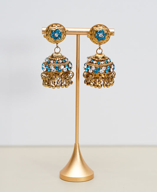 Gold with Blue & Silver Stone Jimikki