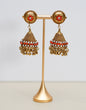 Gold with Red & Silver Stone Earrings