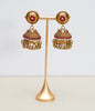 Gold with Red & Silver Stone Earrings