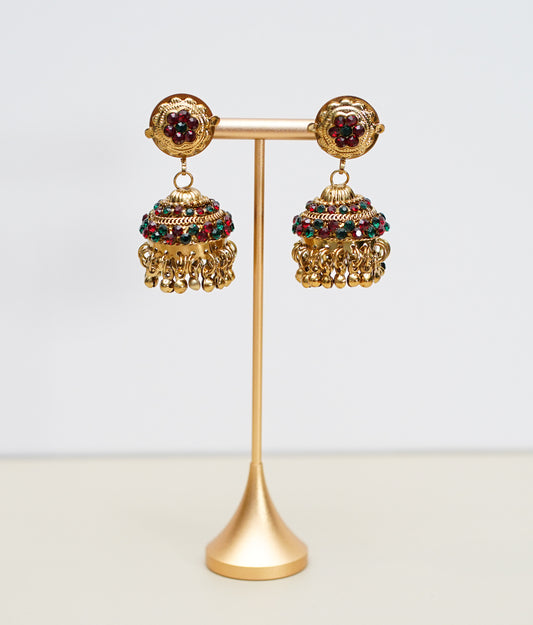 Gold with Red & Green Stone Jimikki