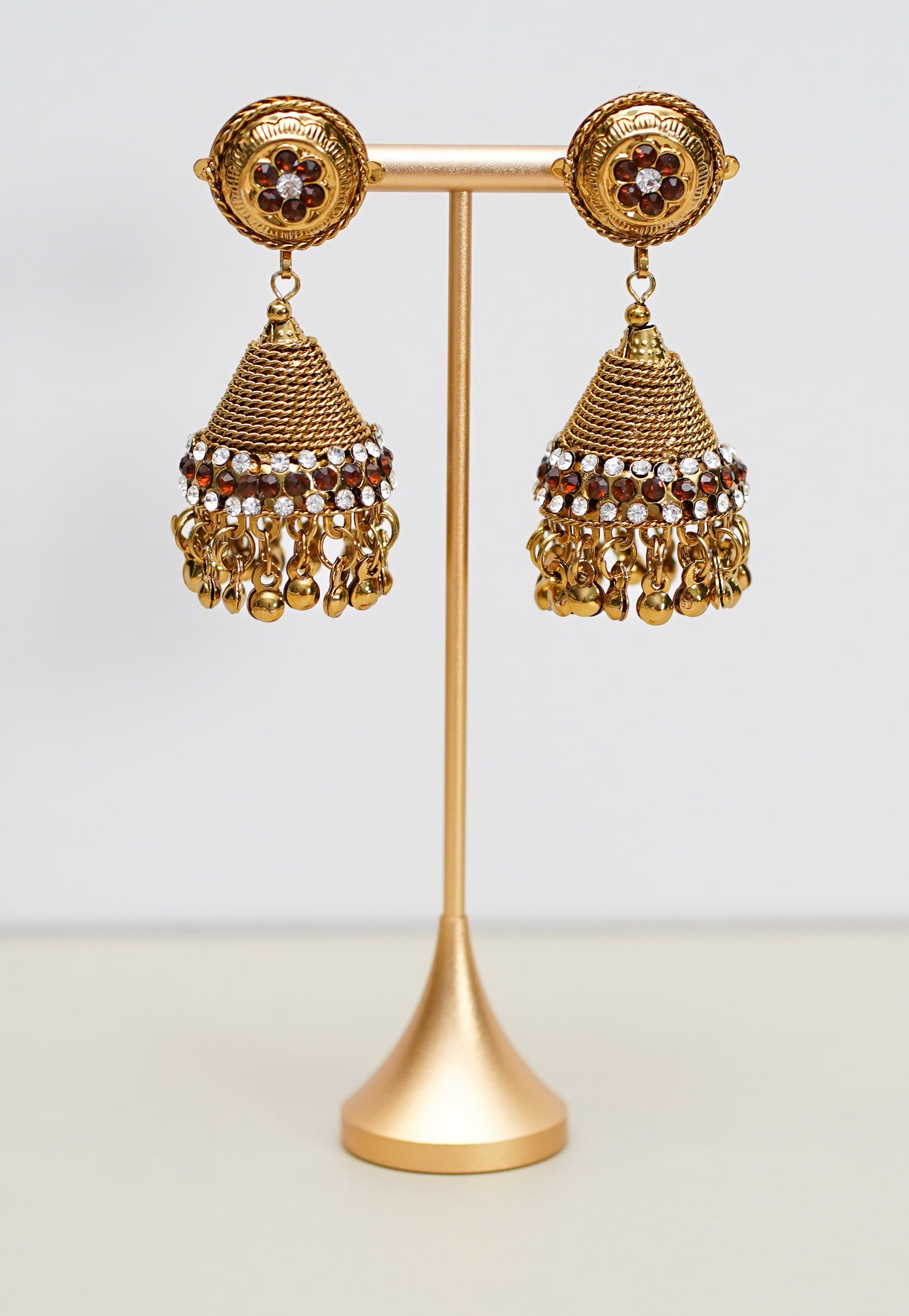Gold with Marron & White Stone Jimikki