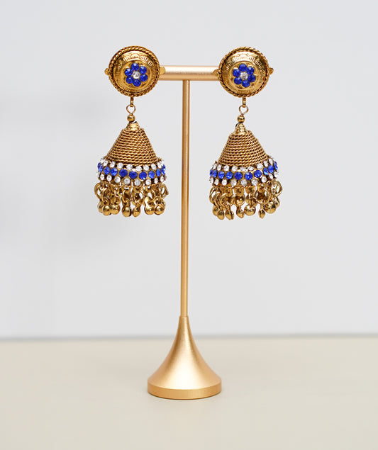Gold with Blue & White Stone Jimikki