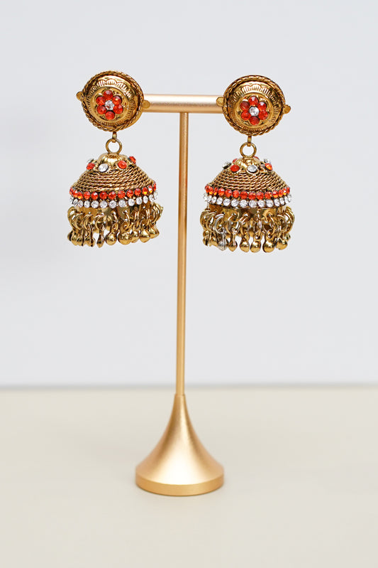 Gold with Red & White Stone Jimikki