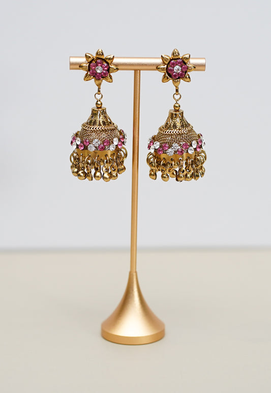 Gold with Pink & White Stone Jimikki