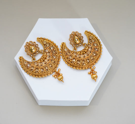 Gold Handcrafted with Stone Earrings