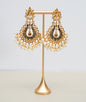 Gold & Pearled Silver Stone Earrings