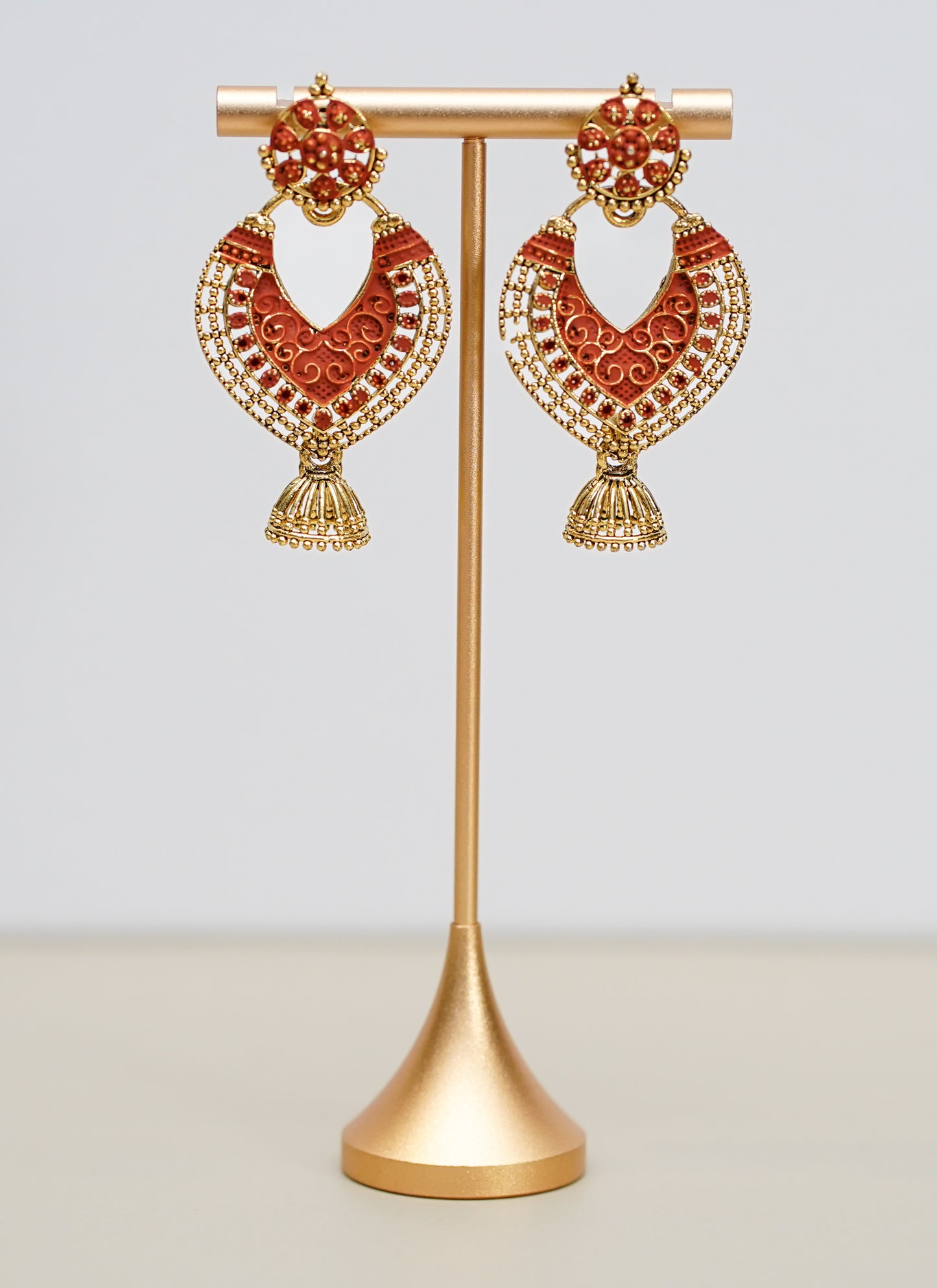 Gold & Red Earrings