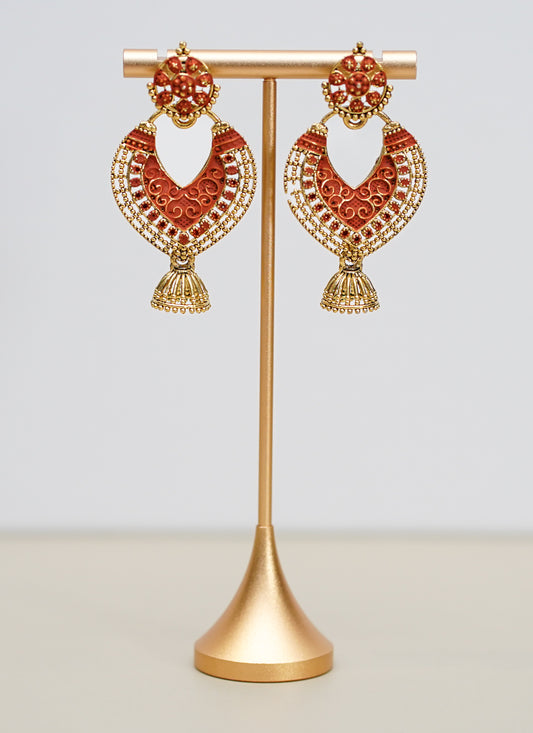 Gold & Red Earrings