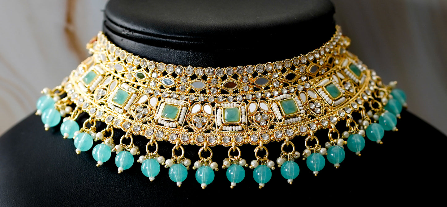 Blue & Gold Choker Set