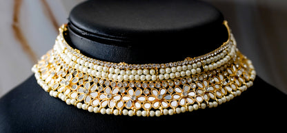 Gold & Off White Choker Set